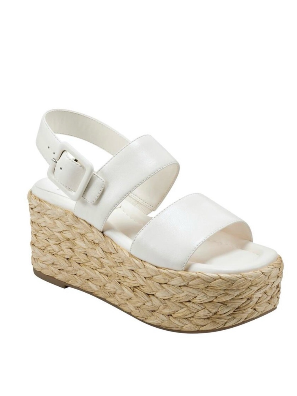 Marc Fisher White Platform Espadrille Wedge Sandal